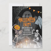 ヴィンテージ ハロウィンパーティー招待状, ハロウィンのスケルトン 招待状 (正面)