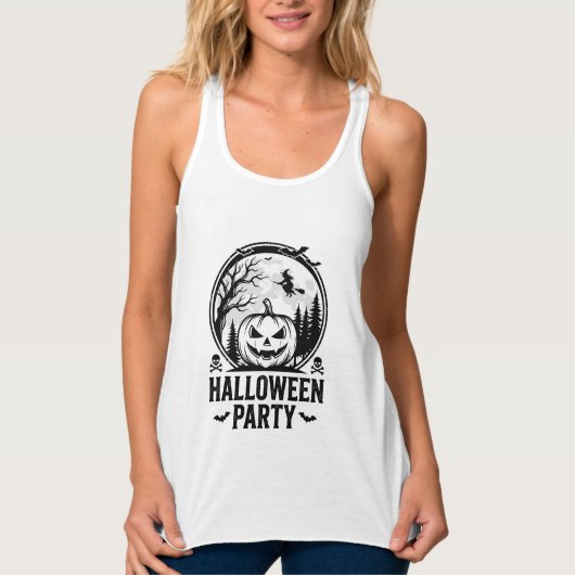 ヴィンテージ ハロウィンパーティー カボチャ 魔女 Tシャツ デザイン (正面)