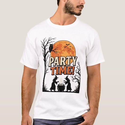 ヴィンテージ ハロウィンパーティー 魔女の鍋 シャツ_ Tシャツ (正面)