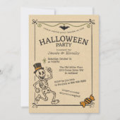 ヴィンテージ・ハロウィンパーティ レトロスケルトン 招待状 (正面)