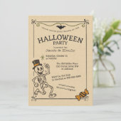 ヴィンテージ・ハロウィンパーティ レトロスケルトン 招待状 (スタンド正面)