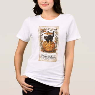 ヴィンテージ ハロウィンポストカード 猫 ジャックオランタン トライブレンドTシャツ