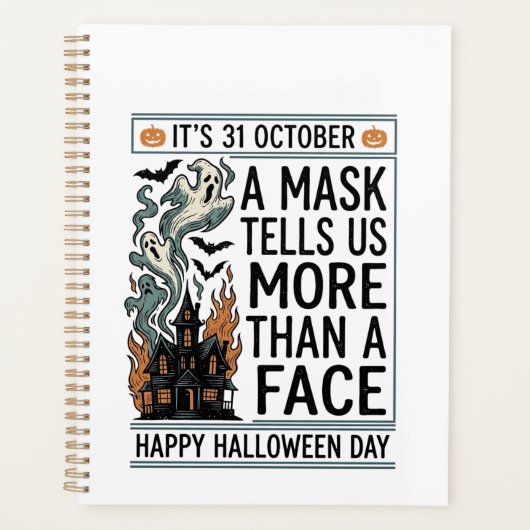 ヴィンテージ・ハロウィンマスクの名言ベクター デザイン_1 プランナー手帳 (正面)