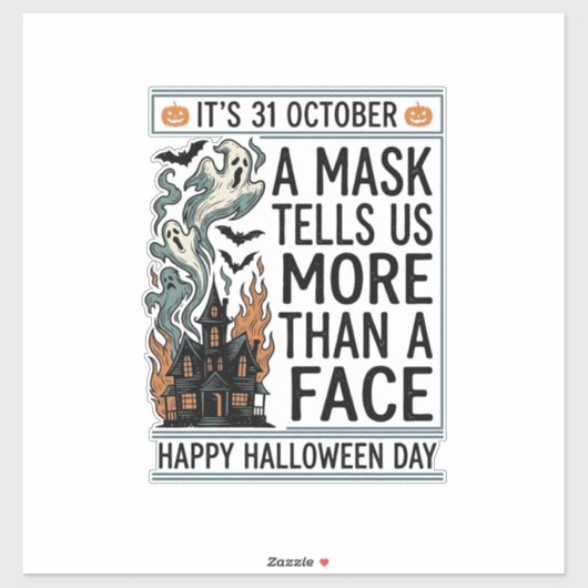 ヴィンテージ・ハロウィンマスク 引用符 ベクター デザイン_1 シール (シート)