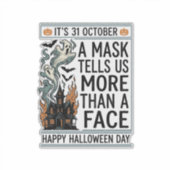 ヴィンテージ・ハロウィンマスク 引用符 ベクター デザイン_1 シール (正面)