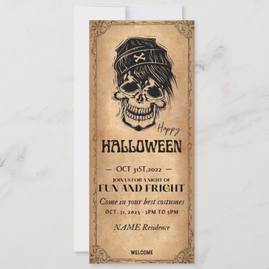 ヴィンテージ ハロウィン招待状 - 仮装パーティー 招待状 (正面)