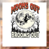 ヴィンテージ・ハロウィン魔女デザイン MOONS OUT BROOMS OUT ウィンドウサイン (シート2)