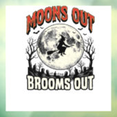 ヴィンテージ・ハロウィン魔女デザイン MOONS OUT BROOMS OUT ウィンドウサイン (シート3)