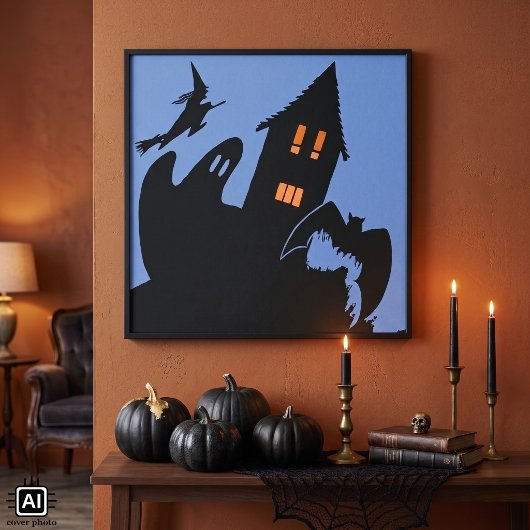 ヴィンテージ ハロウィン おばけ屋敷と魔女 ポスター