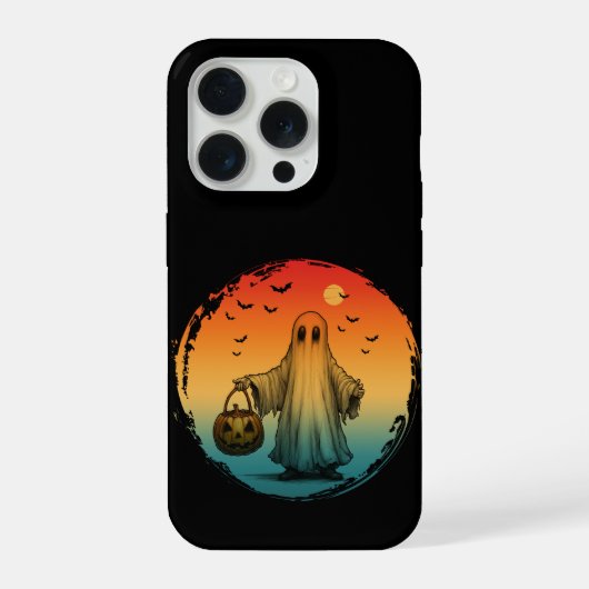 ヴィンテージ ハロウィン おばけ かぼちゃ コウモリ iPhoneケース (裏面)