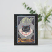 ヴィンテージ ハロウィン おもしろ猫イラスト ポストカード (スタンド正面)