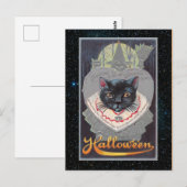 ヴィンテージ ハロウィン おもしろ猫イラスト ポストカード (正面/裏面)