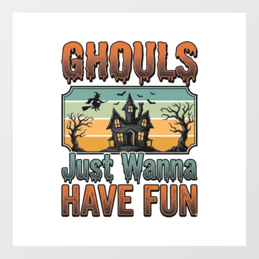 ヴィンテージ・ハロウィン お化けは楽しみたい ウィンドウサイン (シート)