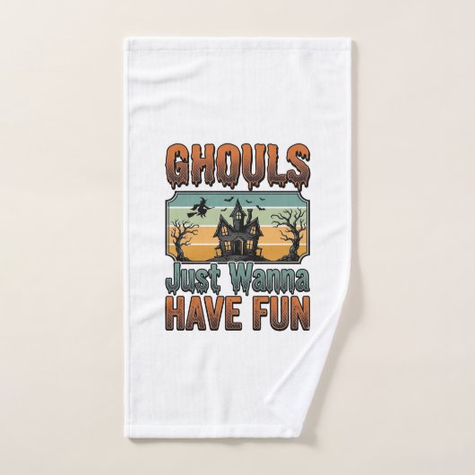 ヴィンテージ・ハロウィン お化けは楽しみたい ハンドタオル (ハンドタオル)