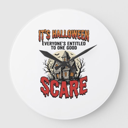 ヴィンテージ ハロウィン お化け屋敷 スケアTシャツ デザイン ラージ壁時計 (正面)