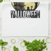 ヴィンテージ ハロウィン お化け屋敷 日没 ベクターアート_ キッチンタオル (折り畳み)