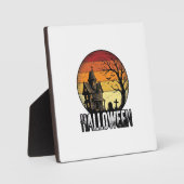 ヴィンテージ ハロウィン お化け屋敷 日没 ベクターアート_ フォトプラーク (正面)