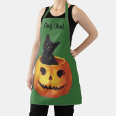 ヴィンテージ ハロウィン、かぼちゃの上の可愛い黒猫 エプロン (インサイチュ)