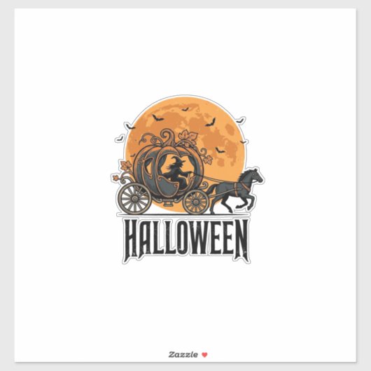 ヴィンテージ ハロウィン かぼちゃ 馬車 魔女 デザイン_1 シール (シート)