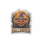ヴィンテージ ハロウィン かぼちゃ 魔女 帽子 グラフィック_1 シール (正面)