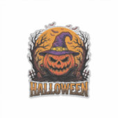 ヴィンテージ ハロウィン かぼちゃ 魔女 帽子 グラフィック_1 シール (正面)
