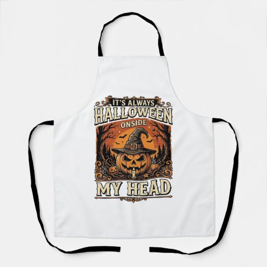 ヴィンテージ ハロウィン かぼちゃ 魔女 帽子 Tシャツ デザイン 1 エプロン (正面)
