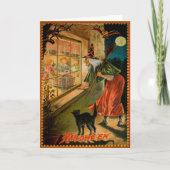 ヴィンテージ ハロウィン ぞくりと覗く魔女のグリーティングカード シーズンカード (正面)