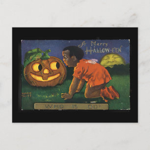 ヴィンテージ・ハロウィン - アフリカ系アメリカ人の少女 (1909) ポストカード
