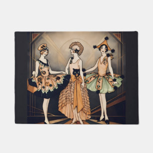 ヴィンテージ ハロウィン アールデコ調 フラッパーポスター   1920年代  ドアマット