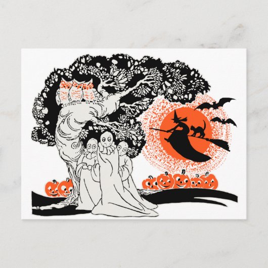 ヴィンテージ ハロウィン イラスト ポストカード (正面)