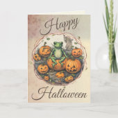 ヴィンテージ ハロウィン カエル & かぼちゃ シーズンカード (正面)