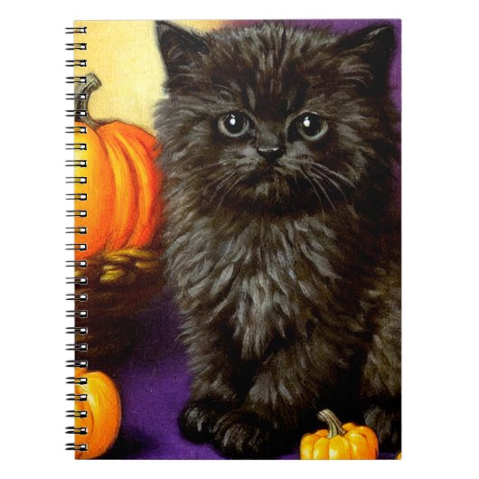 ヴィンテージ ハロウィン キッテン ノートブック (正面)