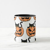 ヴィンテージ・ハロウィン・キャット・スプーキー・パターン・パーソナライズ マグカップ (中央)