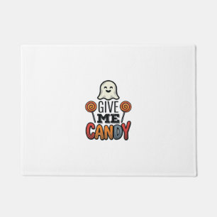 ヴィンテージ ハロウィン ギブミキャンディー ゴースト Tシャツ デザイン ドアマット