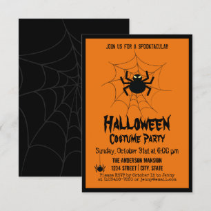 ヴィンテージ ハロウィン クリープィ スケアリー ブラック スパイダー パーティー 招待状