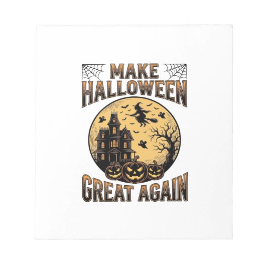 ヴィンテージ ハロウィン グレート アゲイン 幽霊屋敷 デザイン ノートパッド (正面)