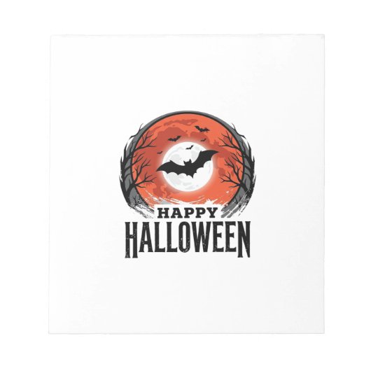 ヴィンテージ ハロウィン コウモリ 月の彫刻デザイン 1 ノートパッド (正面)