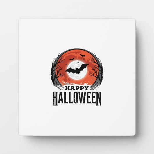 ヴィンテージ ハロウィン コウモリ 月の彫刻デザイン 1 フォトプラーク (正面)