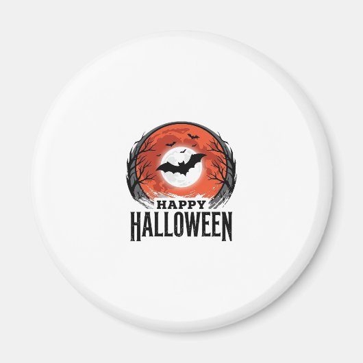 ヴィンテージ ハロウィン コウモリ 月の彫刻デザイン 1 マグネット (正面)
