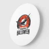 ヴィンテージ ハロウィン コウモリ 月の彫刻デザイン 1 ラージ壁時計 (傾斜)