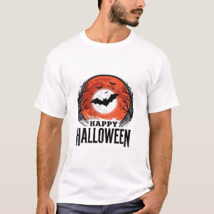 ヴィンテージ ハロウィン コウモリ 月の彫刻デザイン 1 Tシャツ