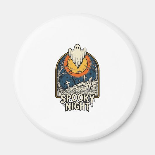ヴィンテージ ハロウィン ゴースト 墓場 彫刻 Tシャツ_ マグネット (正面)