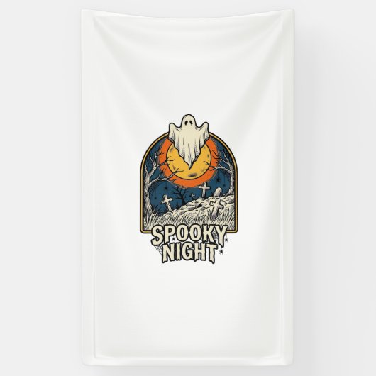 ヴィンテージ ハロウィン ゴースト 墓場 彫刻 Tシャツ_ 横断幕 (縦)