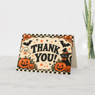 ヴィンテージ ハロウィン サンクスカード | かわいいお化けカボチャ サンキューカード