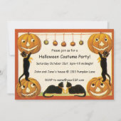 ヴィンテージ ハロウィン、ジャックオランタンと黒猫 招待状 (裏面)