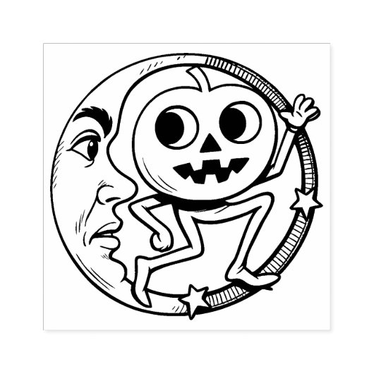 ヴィンテージ ハロウィン ジャック・オ・ランタン ゴム印 (インプリント)