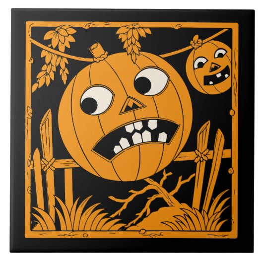 ヴィンテージ ハロウィン ジャック・オ・ランタン タイル (正面)