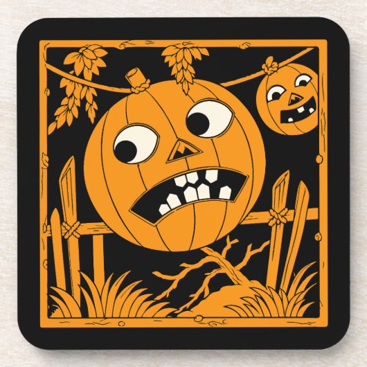 ヴィンテージ ハロウィン ジャック・オ・ランタン タイル コースター (正面)