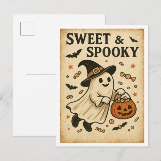 ヴィンテージ ハロウィン スイート&スプーキー ポストカード (正面/裏面)