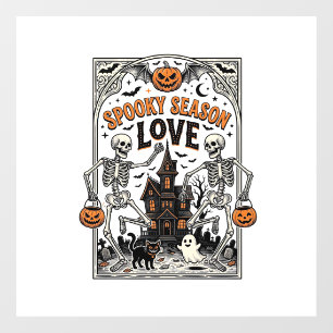 ヴィンテージ ハロウィン スケルトン スプーキー シーズン ラブ シャツ ウィンドウサイン